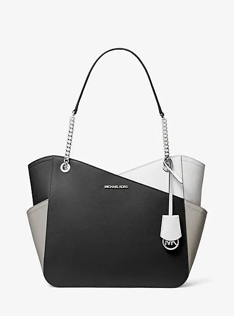 Jet Set Large Color-Block Saffiano Leather Tote Bag