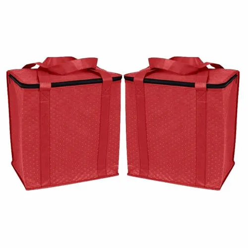 KOOZIE Red Zippered Insulated Grocery Tote