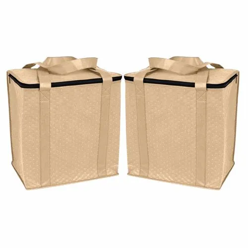 KOOZIE Tan Zippered Insulated Grocery Tote