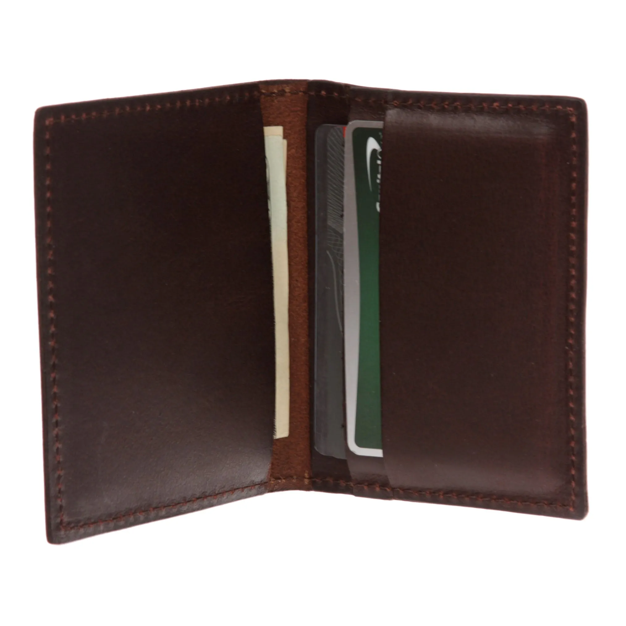 Men's 100% Leather Micro Sleeve, Slim Card & Cash Holder Bifold Wallet - Multi Color Options