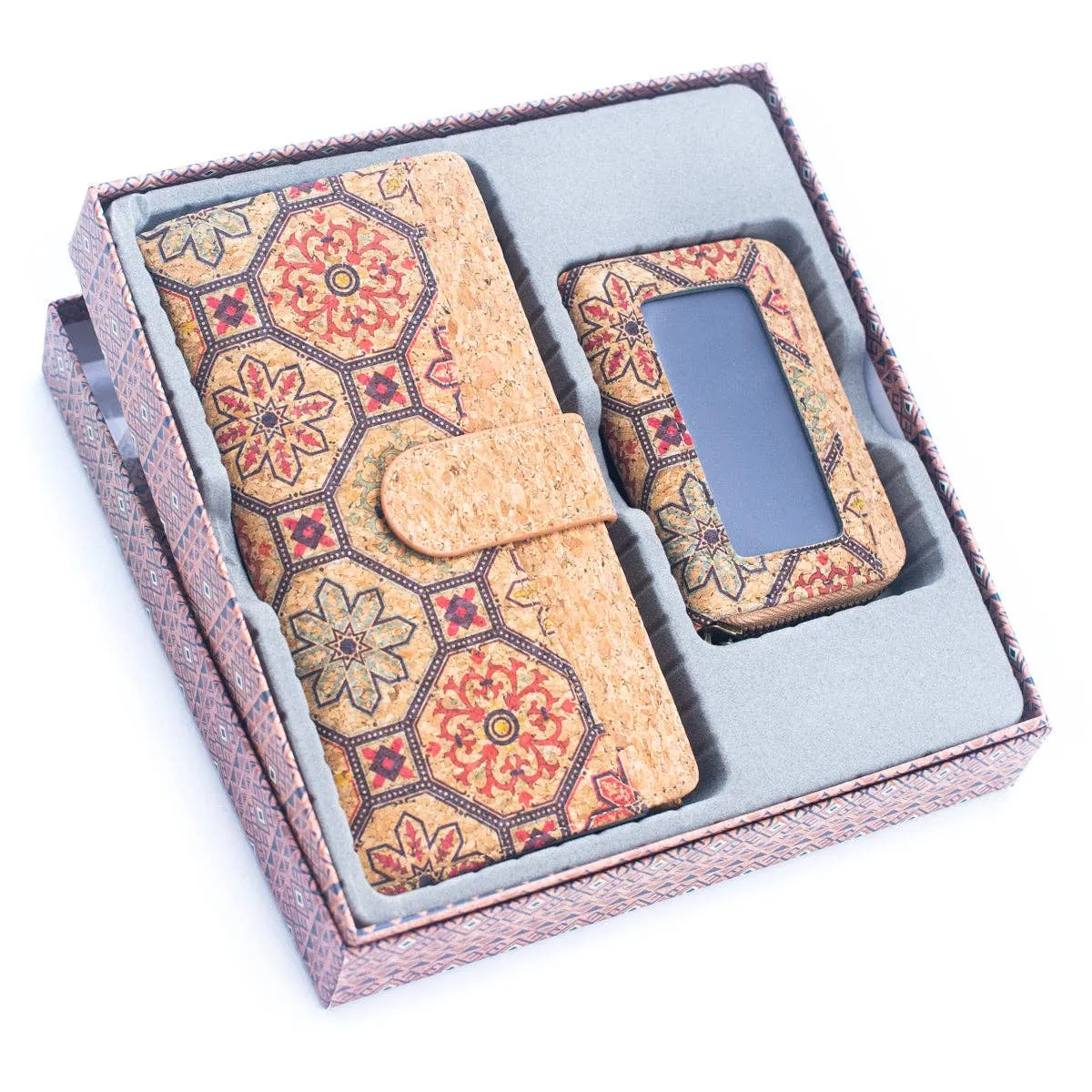 Natural Cork Gift Boxed Women's Wallet Set (2 pieces)  HY-036