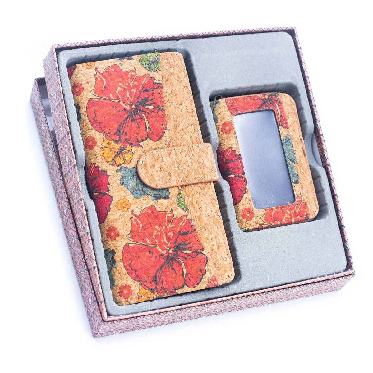 Natural Cork Gift Boxed Women's Wallet Set (2 pieces)  HY-036