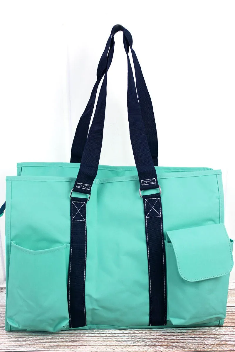NGIL Scrub Life Mint with Navy Trim Large Organizer Tote