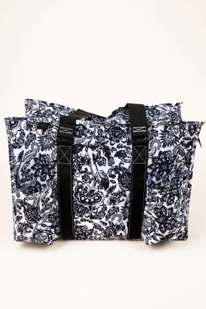 NGIL Victorian Garden with Black Trim Large Organizer Tote