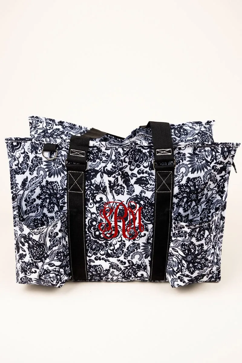 NGIL Victorian Garden with Black Trim Large Organizer Tote