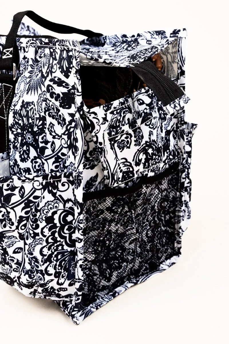 NGIL Victorian Garden with Black Trim Large Organizer Tote