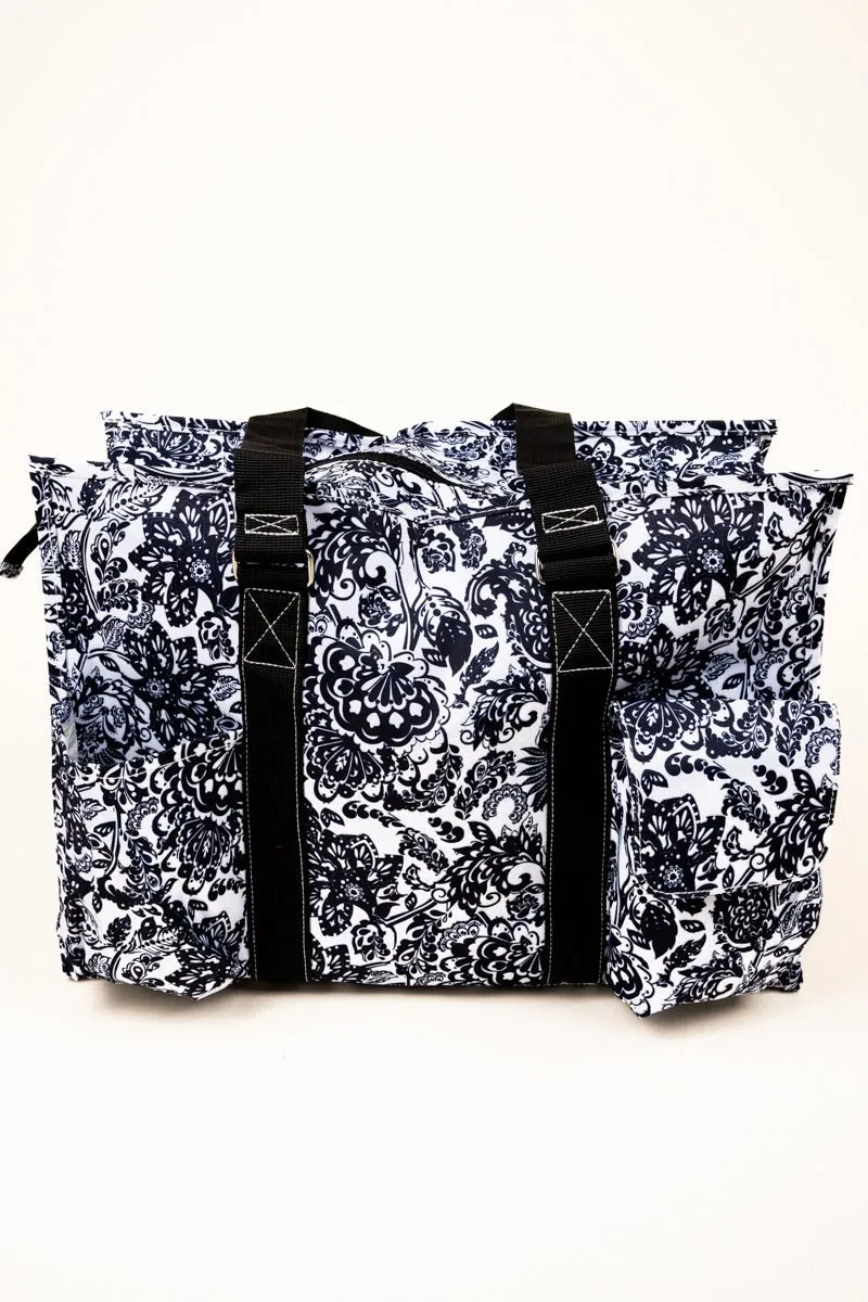 NGIL Victorian Garden with Black Trim Large Organizer Tote
