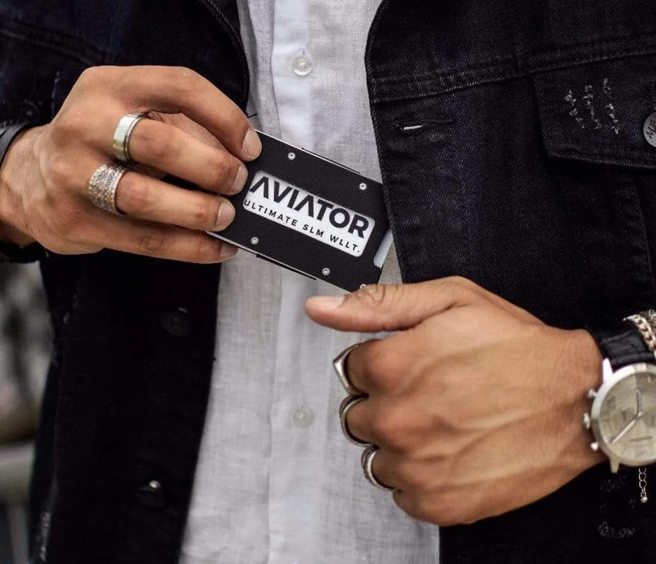 Obsidian Black Aluminum Minimalist Wallet