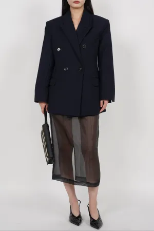 Oversized Peak Lapel Blazer in Navy