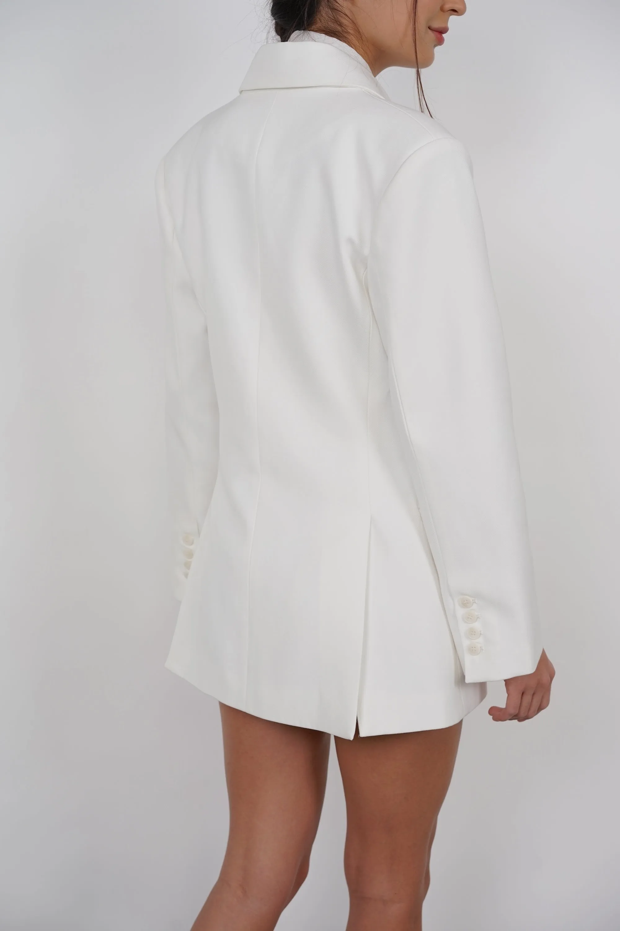Oversized Peak Lapel Blazer in White