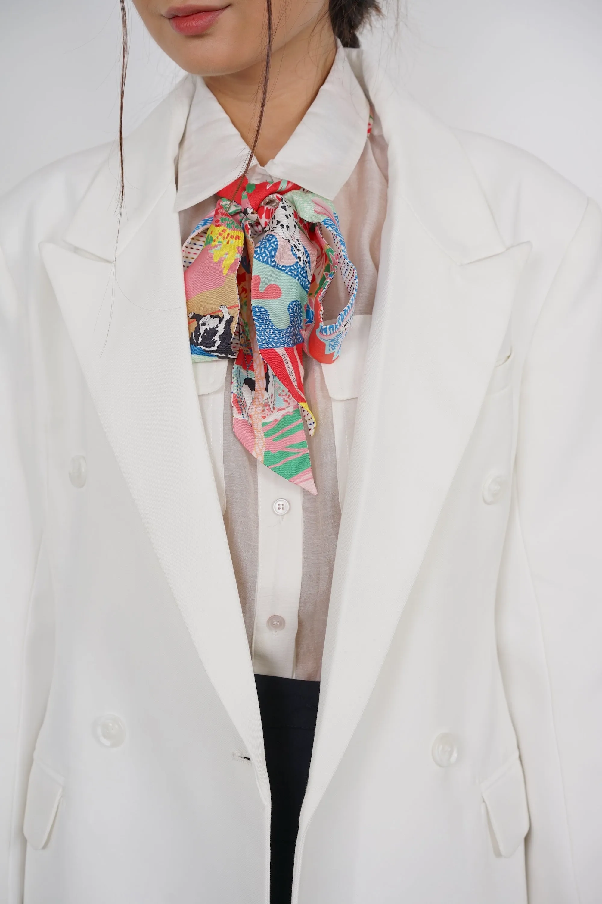 Oversized Peak Lapel Blazer in White
