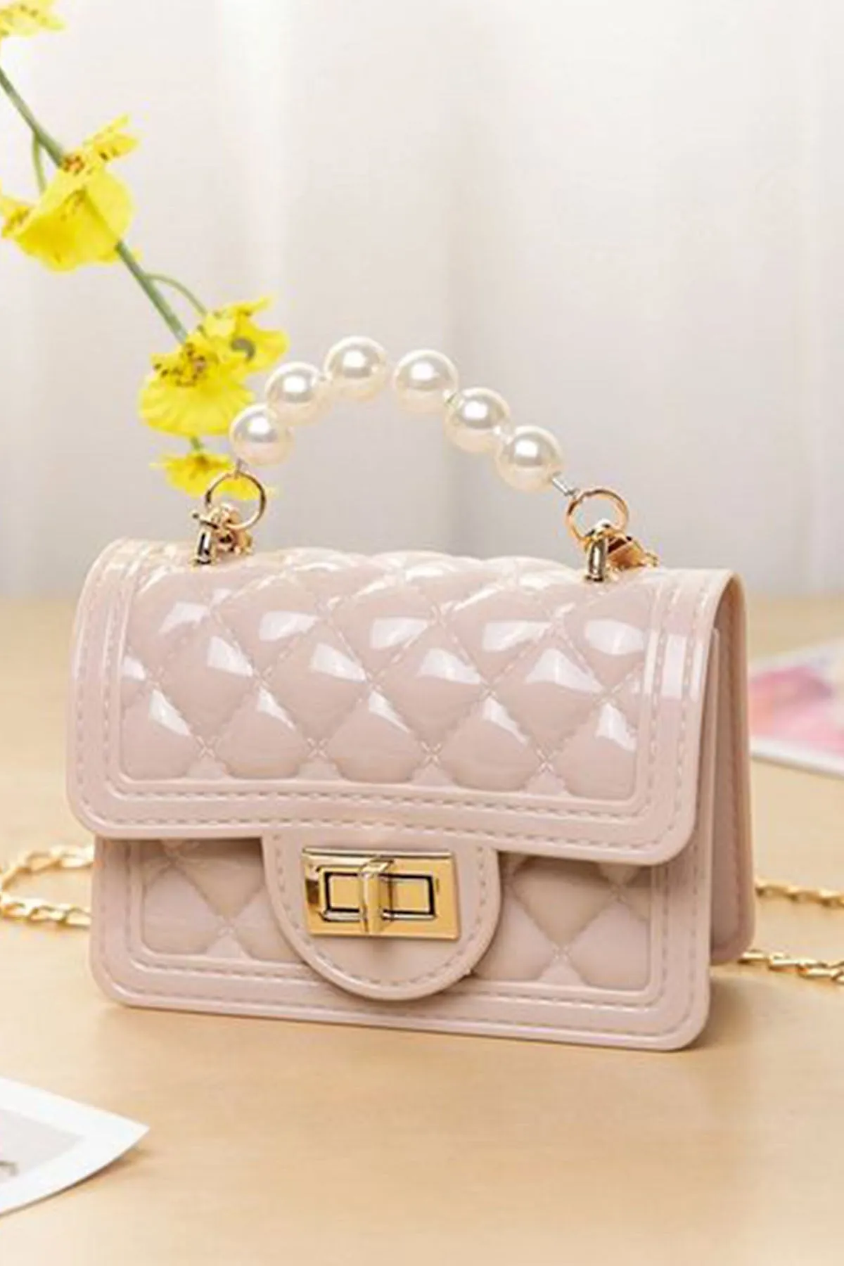Pearl Shoulder Baby Pink Clutch - A23 - WHB0001