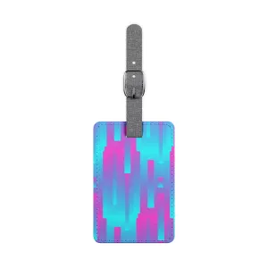 Pink & Blue LinesSaffiano Polyester Luggage Tag, Rectangle