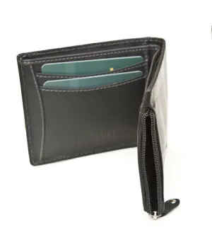 Prime Hide RFID Blocking Side Black Leather Zip Wallet