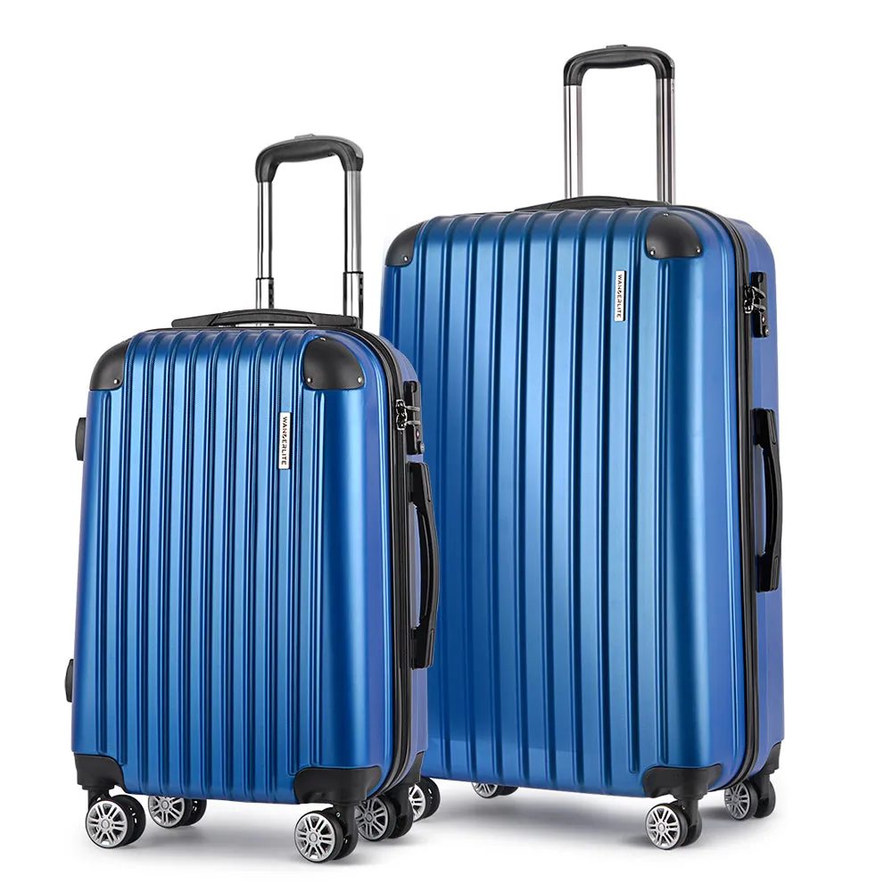 Set of 2 Luggage Set24" 28" Suitcase Hardcase Trolley Travel Blue