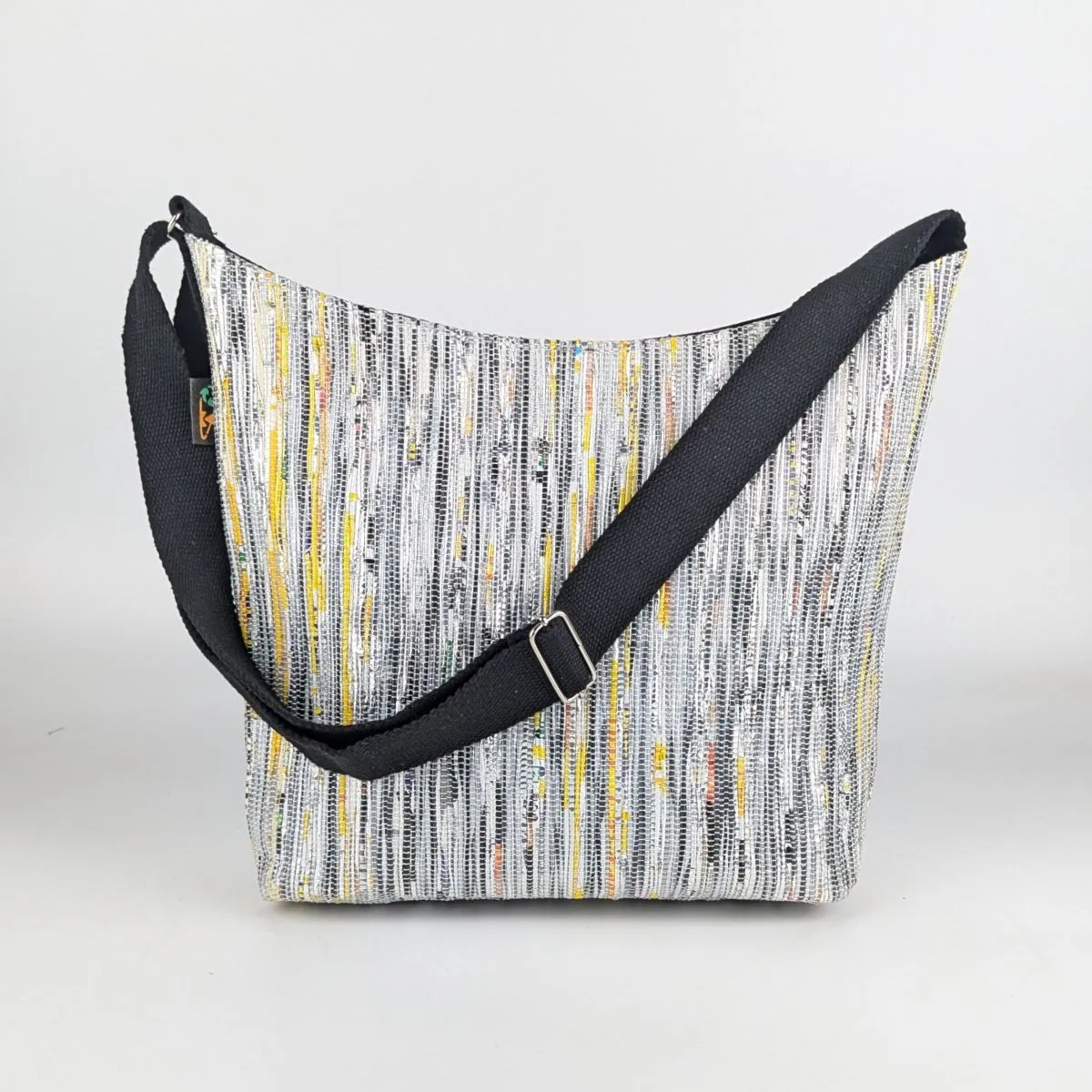 Shimmery Golden Black Yellow Upcycled Handwoven Eclipse Jhola Tote (EJ0125-011) PS_W