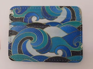 Slim Rfid Wallet- Blue Green Enamel Wave-82047