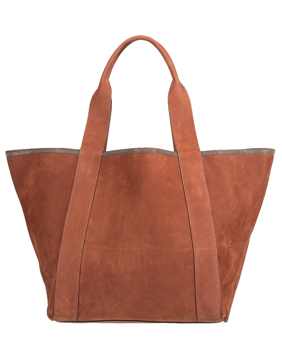 Small Monili Trim Suede Tote