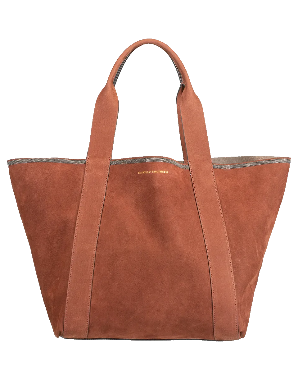 Small Monili Trim Suede Tote