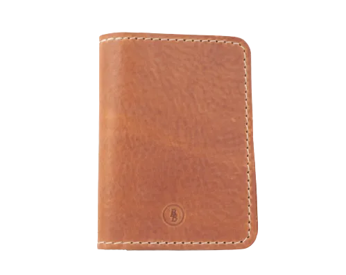 The Quad Dark Tan Full Grain Leather Slim 4 Card Wallet "Minimalist Series"