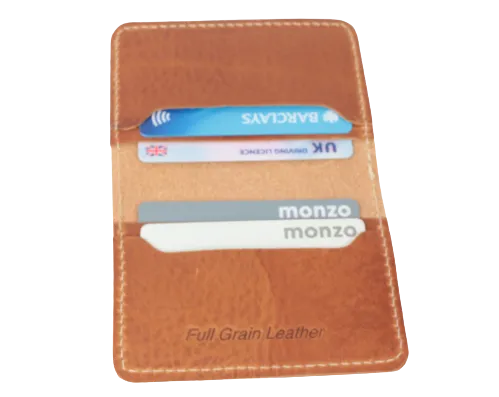 The Quad Dark Tan Full Grain Leather Slim 4 Card Wallet "Minimalist Series"