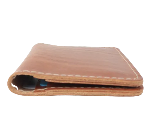 The Quad Dark Tan Full Grain Leather Slim 4 Card Wallet "Minimalist Series"