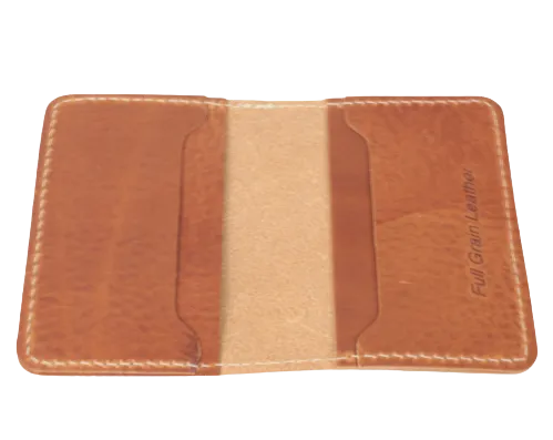 The Quad Dark Tan Full Grain Leather Slim 4 Card Wallet "Minimalist Series"