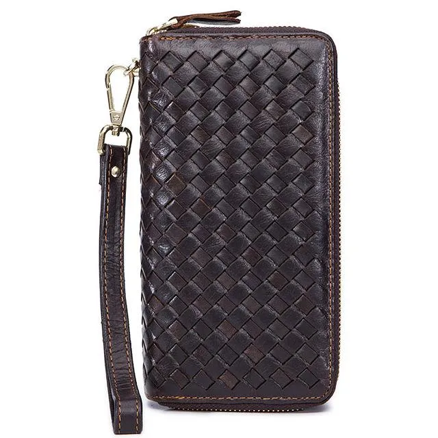 Trendy and Stylish Woven Style Men Clutch Long Genuine Leather Wallet