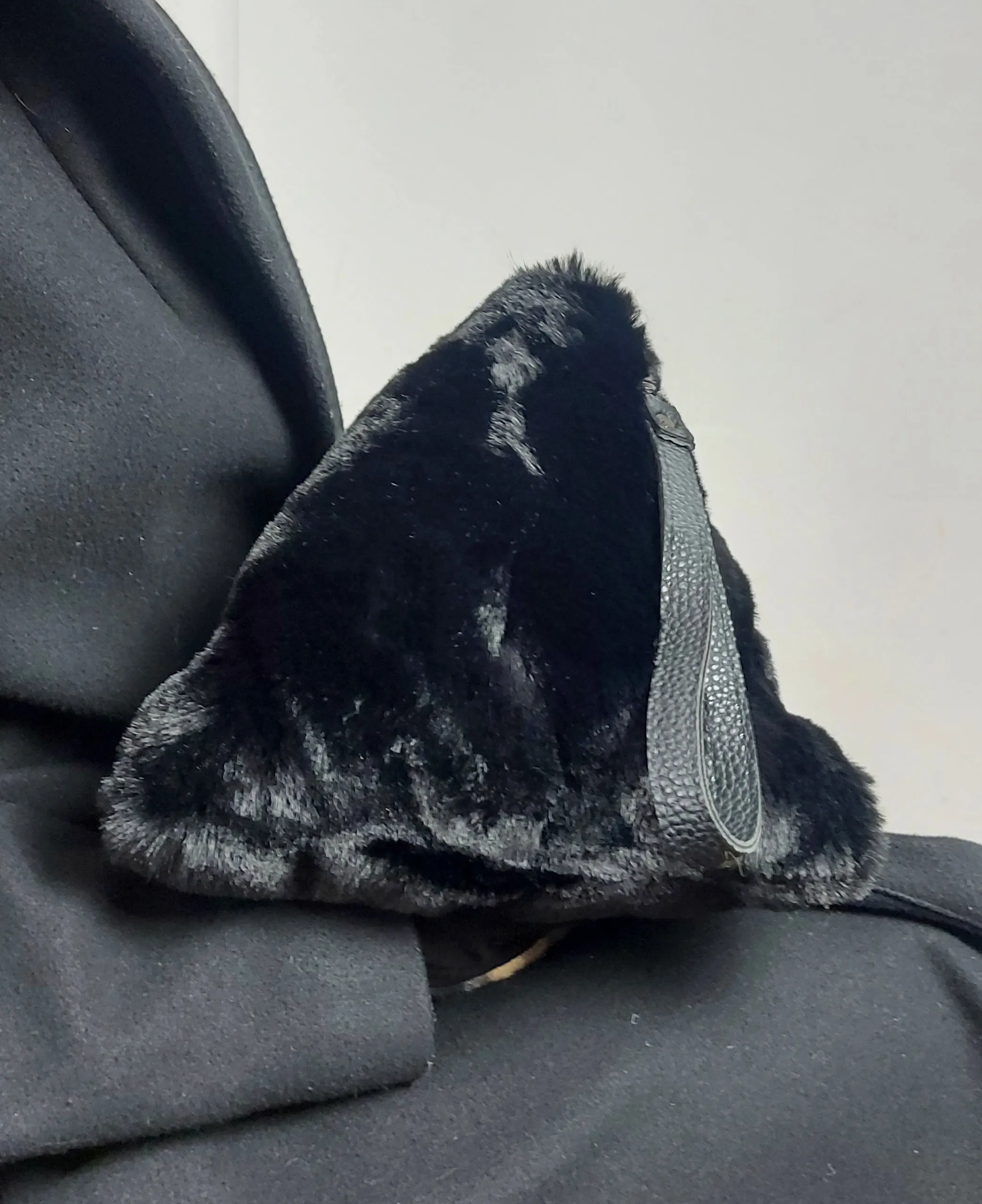 Triangular Black Faux Fur Bag Soft Fluffy Purse
