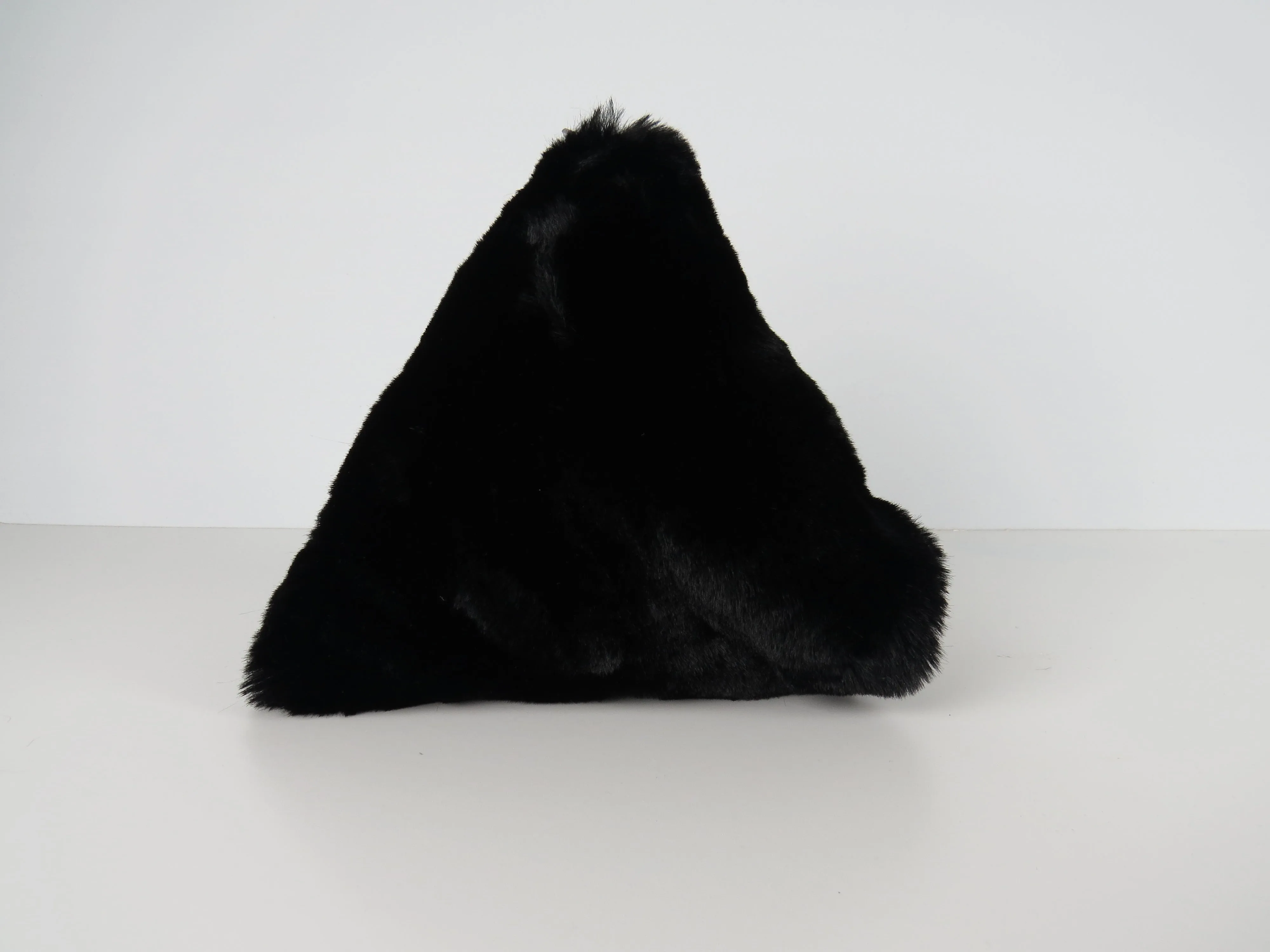 Triangular Black Faux Fur Bag Soft Fluffy Purse