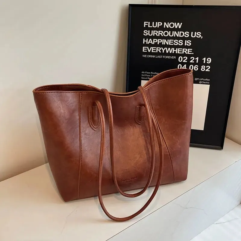 Vintage Large Leather Tote Bag