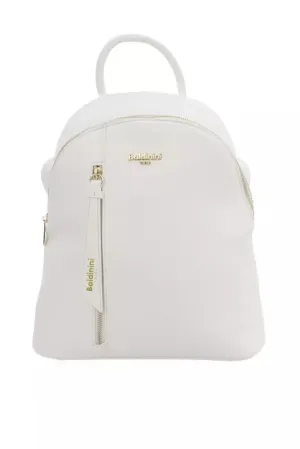 White Elegance Backpack with Golden Accents