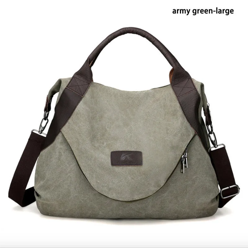 Women's Canvas Leather Large Capacity Pocket Casual Tote Handbag Shoulder Handbags