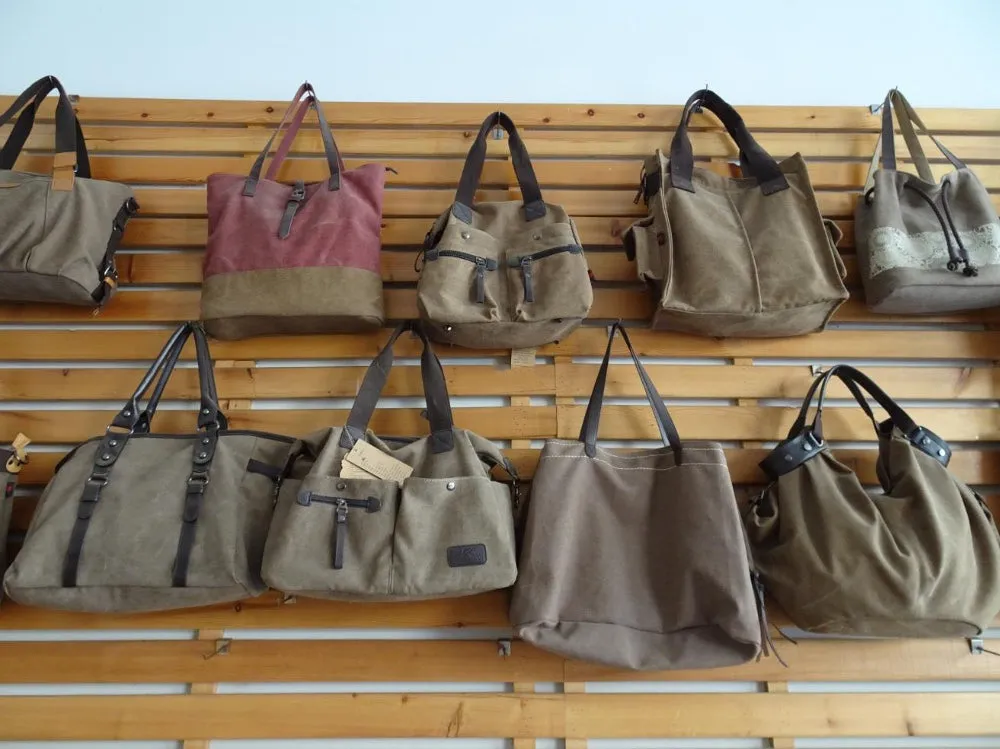 Women's Canvas Leather Large Capacity Pocket Casual Tote Handbag Shoulder Handbags