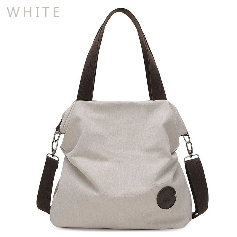 Women's Canvas Leather Large Capacity Pocket Casual Tote Handbag Shoulder Handbags