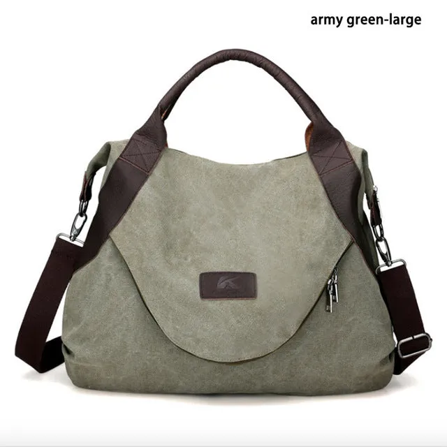 Women's Canvas Leather Large Capacity Pocket Casual Tote Handbag Shoulder Handbags