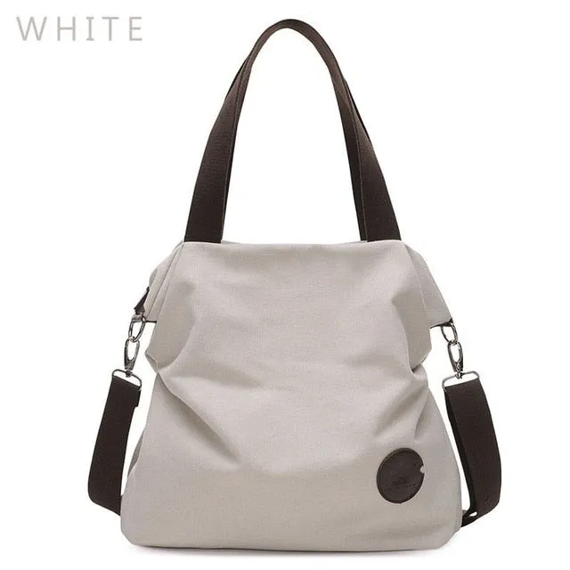 Women's Canvas Leather Large Capacity Pocket Casual Tote Handbag Shoulder Handbags