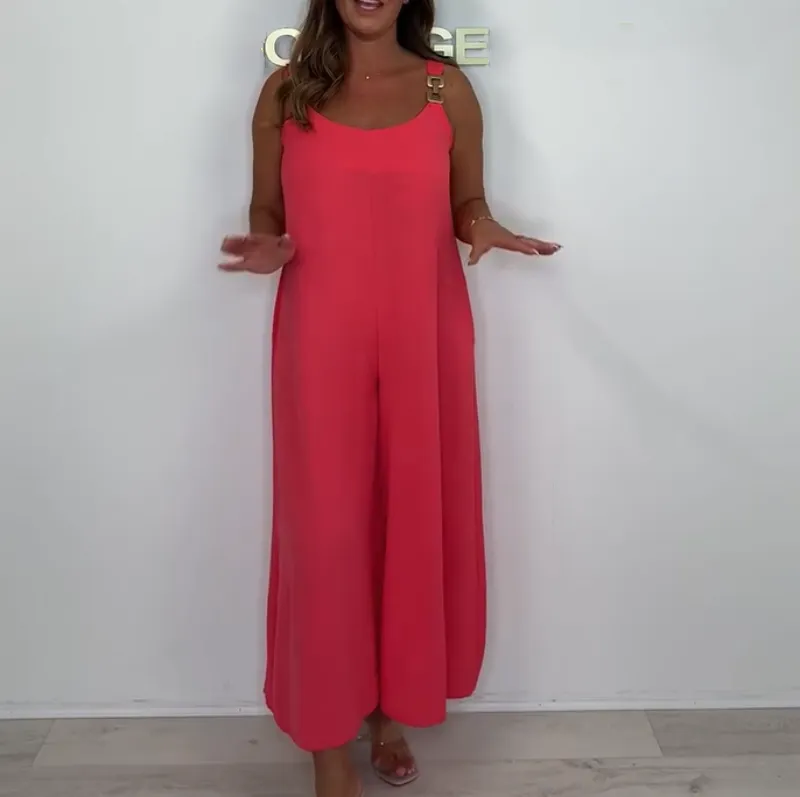 Women's Casual Solid Color Loose Jumpsuit
