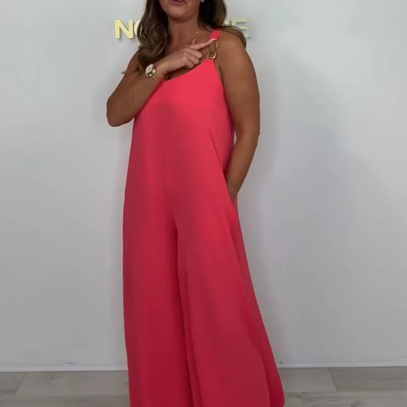 Women's Casual Solid Color Loose Jumpsuit