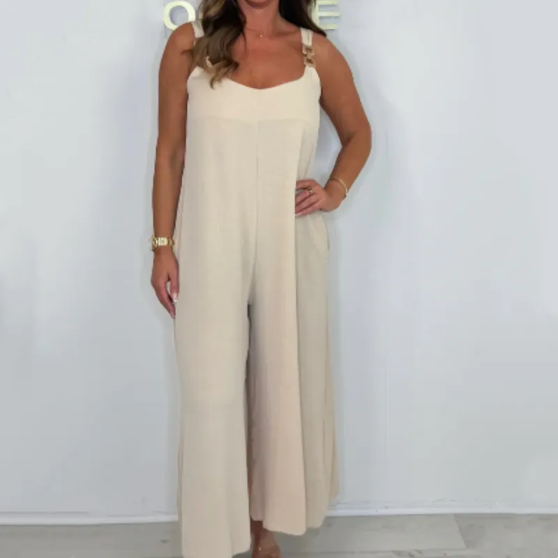 Women's Casual Solid Color Loose Jumpsuit