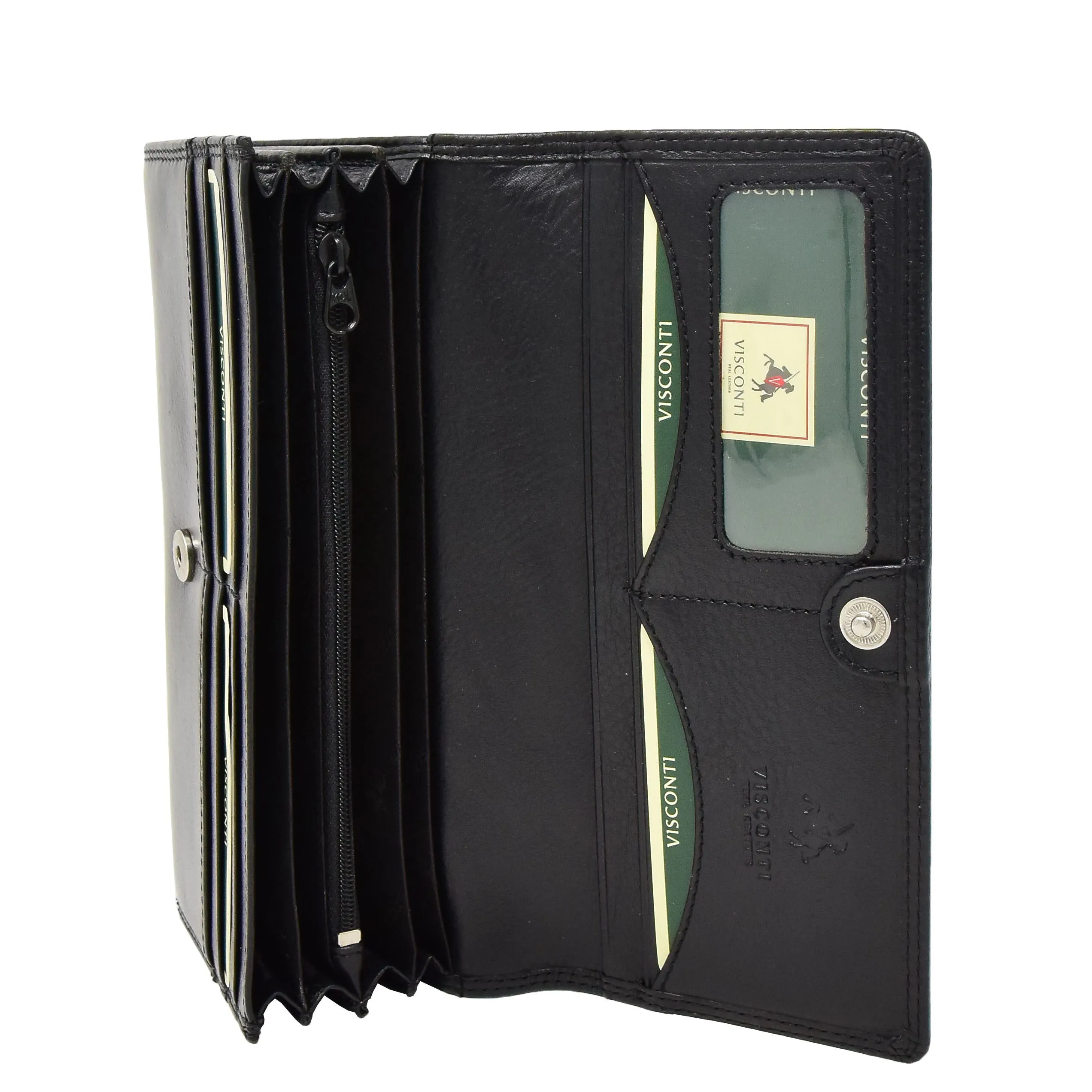 Womens Soft Leather Clutch Purse Envelope Style Wallet AVT3 Black