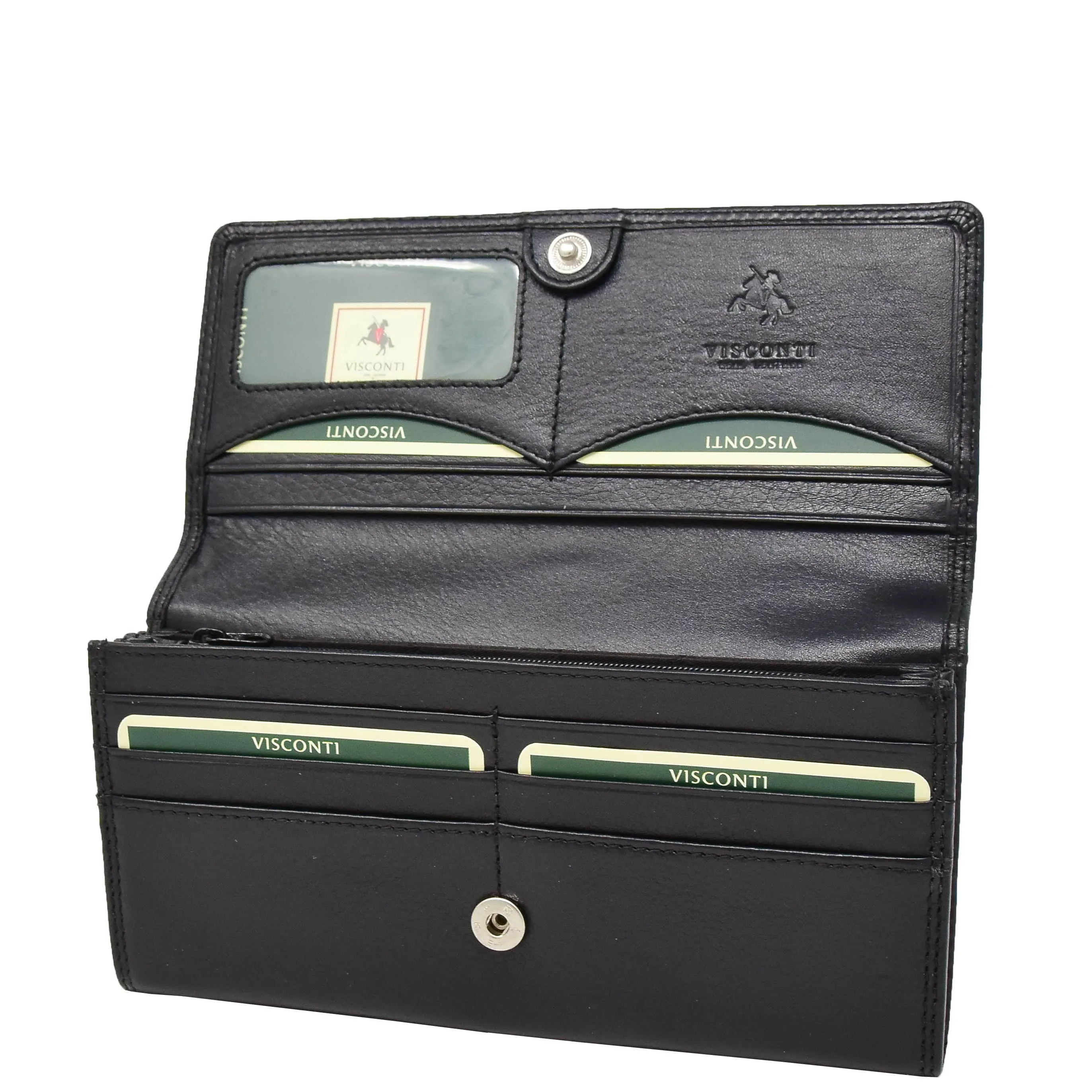 Womens Soft Leather Clutch Purse Envelope Style Wallet AVT3 Black
