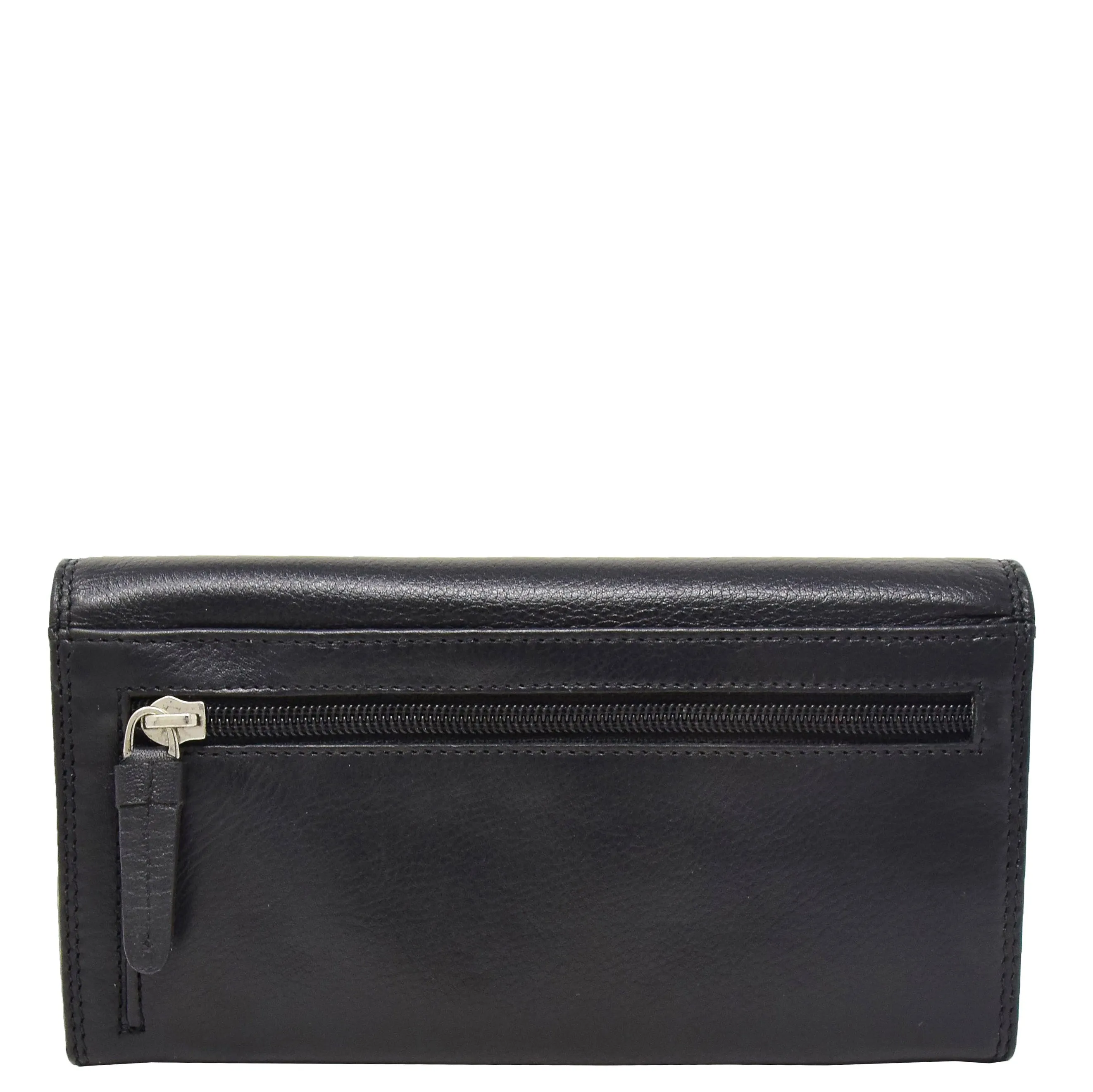 Womens Soft Leather Clutch Purse Envelope Style Wallet AVT3 Black