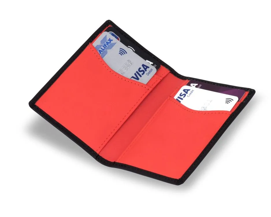 Woodland Leathers RFID Black & Red Credit Card Wallet