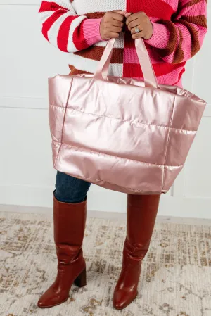 Zenana-One More Thing Puffy Quilted Waterproof Tote in Pink